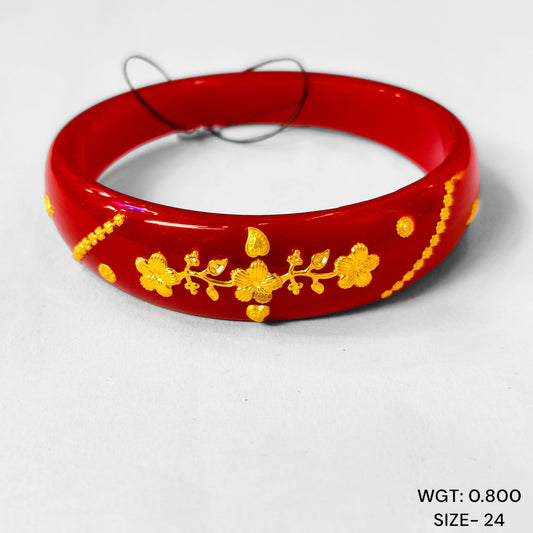 TRJ (SIZE: 24) WGT: 0.800 GM APPROX 22KT HUID HALLMARK GOLD BRACELET POLA BANGLES 1 PIECE (HALF BODY WORK).