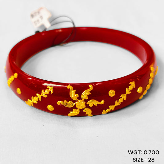 TRJ (SIZE: 28) WGT: 0.700 GM APPROX 22KT HUID HALLMARK GOLD BRACELET POLA BANGLES 1 PIECE (HALF BODY WORK).