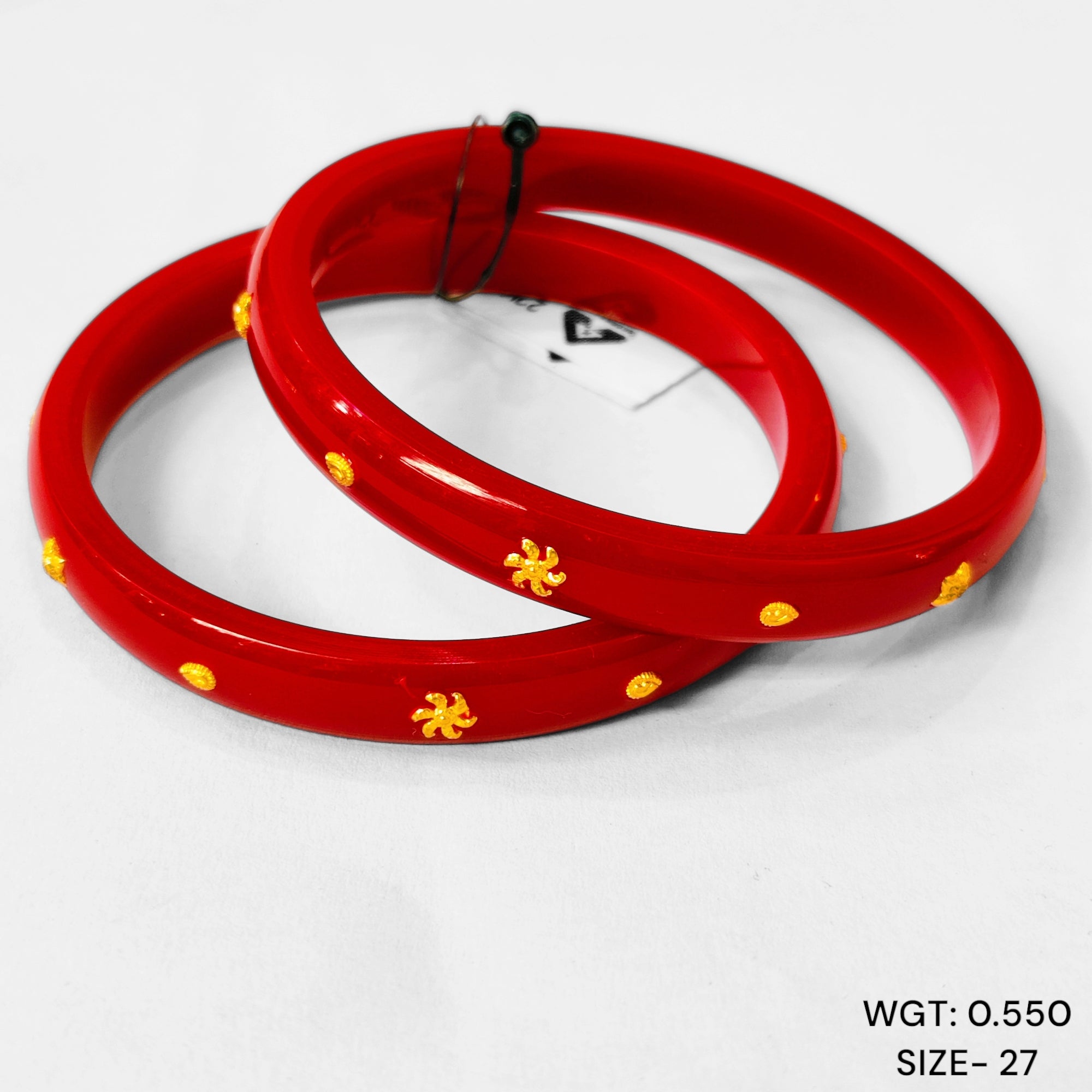 (GPPB) TRJ (SIZE: 27) WGT: 0.550 GM APPROX 22KT HUID HALLMARK GOLD PASTING POLA BANGLES 1 PAIR (FULL BODY WORK).