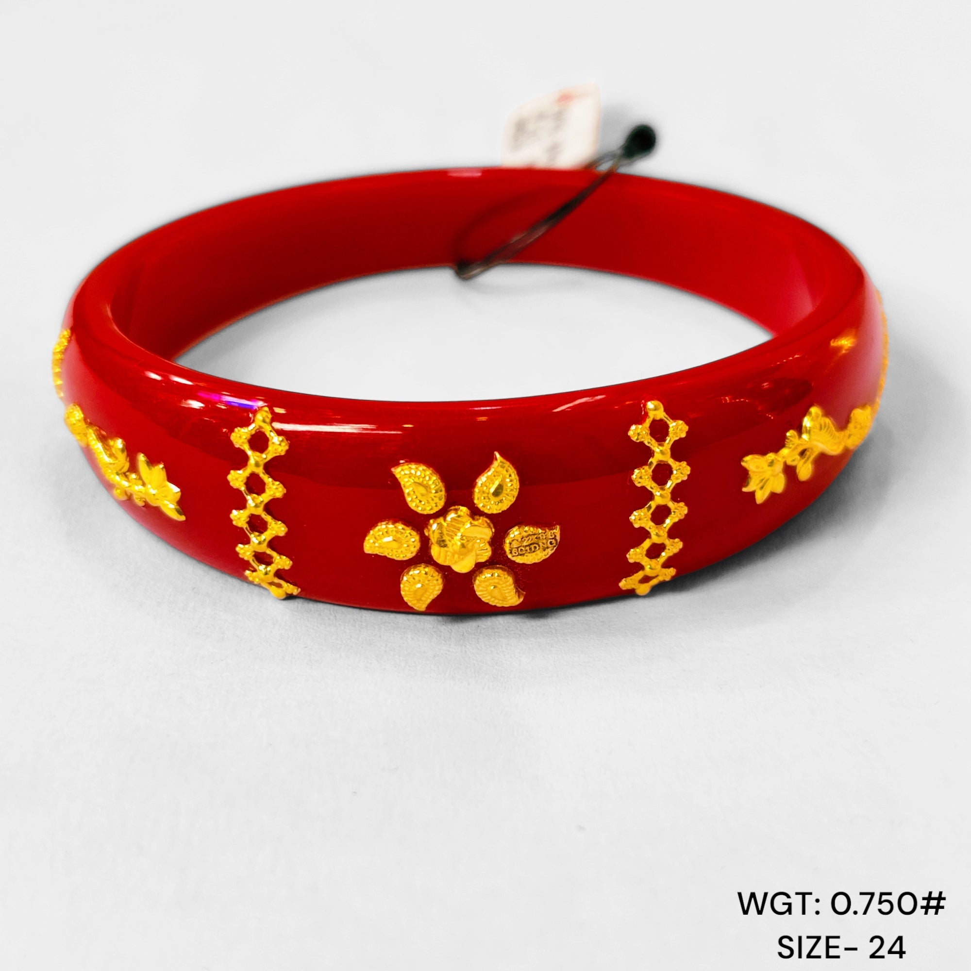 GBP22 TRJ (SIZE: 24) WGT: 0.750 GM APPROX 22KT HUID HALLMARK GOLD BRACELET POLA BANGLES 1 PIECE (HALF BODY WORK).