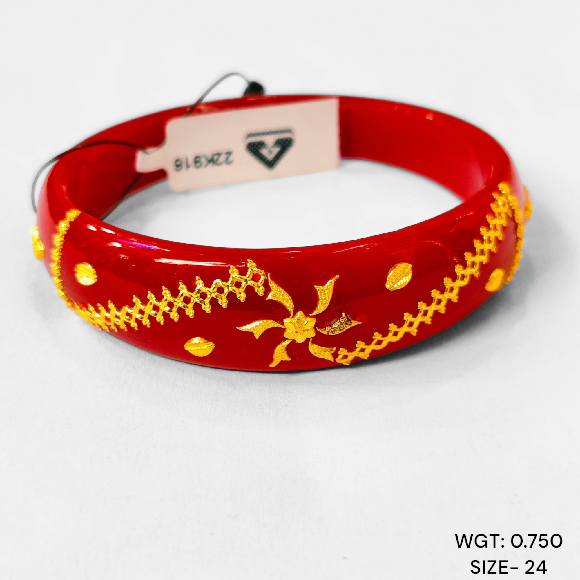 GBP22 TRJ (SIZE: 24) WGT: 0.750 GM APPROX 22KT HUID HALLMARK GOLD BRACELET POLA BANGLES 1 PIECE (HALF BODY WORK).