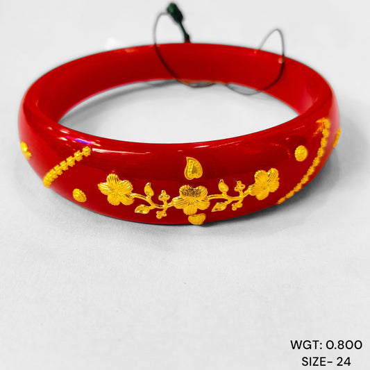 TRJ (SIZE: 24) WGT: 0.800 GM APPROX 22KT HUID HALLMARK GOLD BRACELET POLA BANGLES 1 PIECE (HALF BODY WORK).