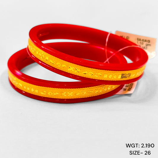 (GSP) TRJ (SIZE: 26) WGT: 2.190 GM APPROX 22KT HUID HALLMARK GOLD BAUTI POLA BANGLES 1 PAIR FOR REGULAR USE.