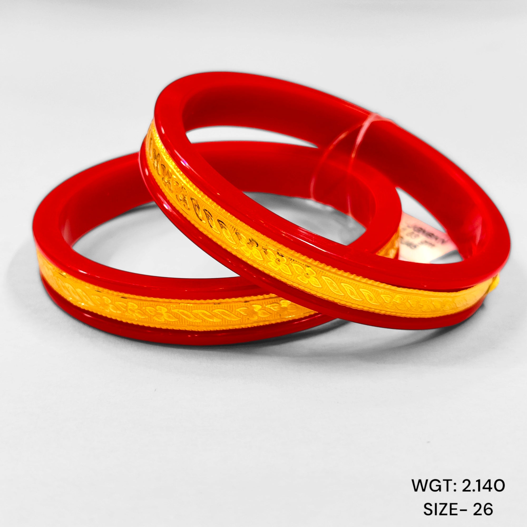 (GPB22) TRJ (SIZE: 26) WGT: 2.140 GM APPROX 22KT HUID HALLMARK GOLD BAUTI POLA BADHANO BANGLES 1 PAIR FOR REGULAR USE.