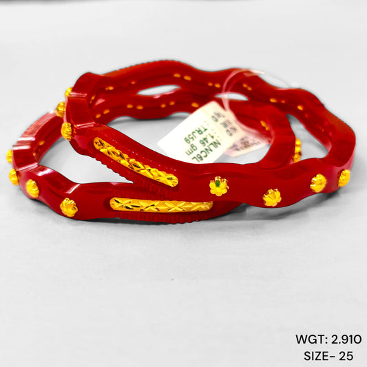 (GSP) TRJ (SIZE: 25) WGT: 2.910 GM APPROX 22KT HUID HALLMARK GOLD POLA BANGLES 1 PAIR DESIGN FOR REGULAR USE.