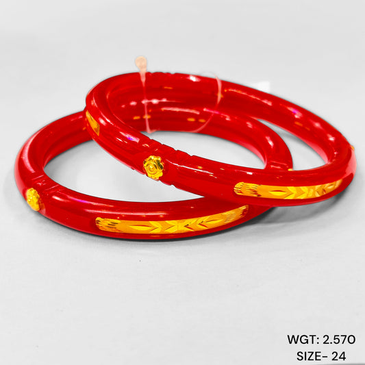 (GSP) TRJ (SIZE: 24) WGT: 2.570 GM APPROX 22KT HUID HALLMARK GOLD POLA BANGLES 1 PAIR DESIGN FOR REGULAR USE.