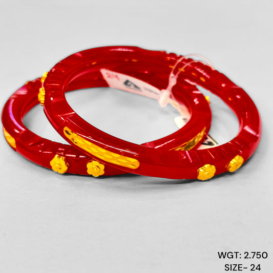 (GSP) TRJ (SIZE: 24) WGT: 2.750 GM APPROX 22KT HUID HALLMARK GOLD POLA BANGLES 1 PAIR DESIGN FOR REGULAR USE.