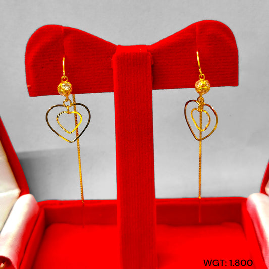 (GSD) TRJ WGT: 1.800 GM APPROX 18KT HALLMARK GOLD SUI DHAGA EARRINGS 1 PAIR FOR DAILY WEAR.