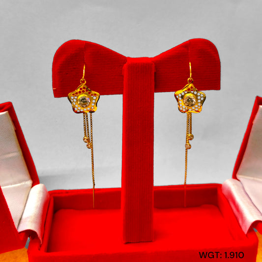 (GSD) TRJ WGT: 1.910 GM APPROX 18KT HALLMARK GOLD SUI DHAGA EARRINGS 1 PAIR FOR DAILY WEAR.