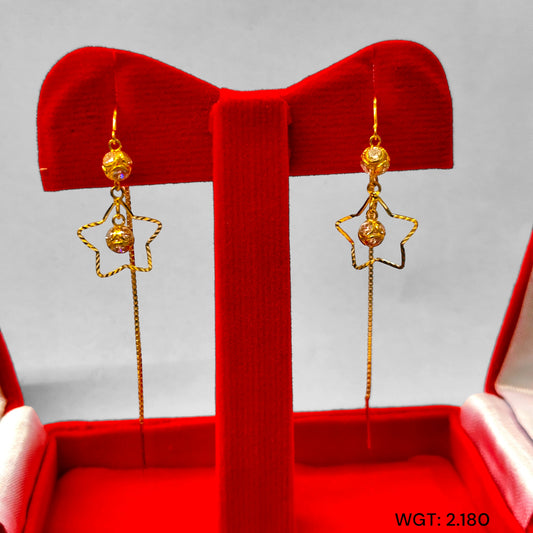 (GSD) TRJ WGT: 2.180 GM APPROX 18KT HALLMARK GOLD SUI DHAGA EARRINGS 1 PAIR FOR DAILY WEAR.