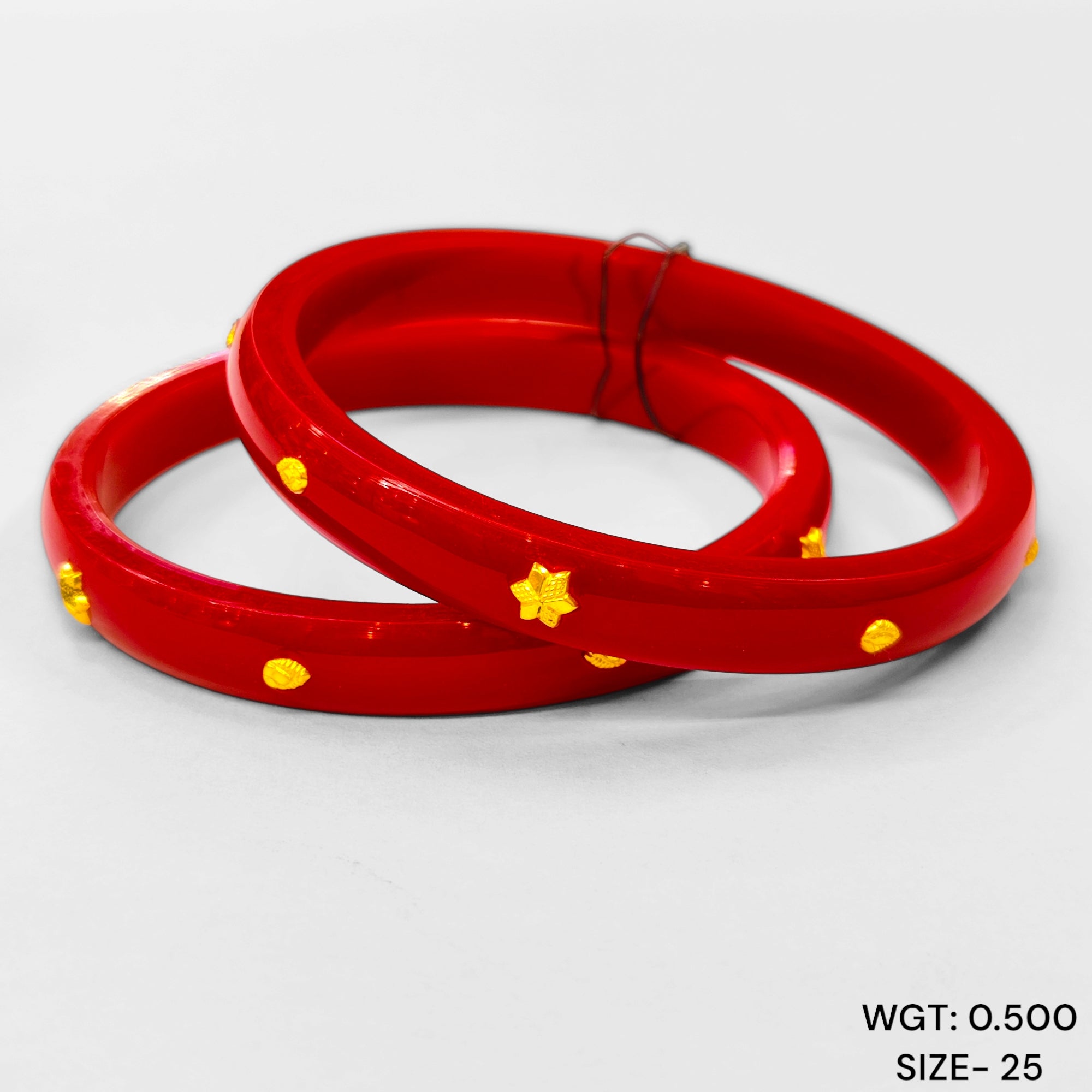 (GPPB) TRJ (SIZE: 25) WGT: 0.500 GM APPROX 22KT HUID HALLMARK GOLD PASTING POLA BANGLES 1 PAIR (FULL BODY WORK).