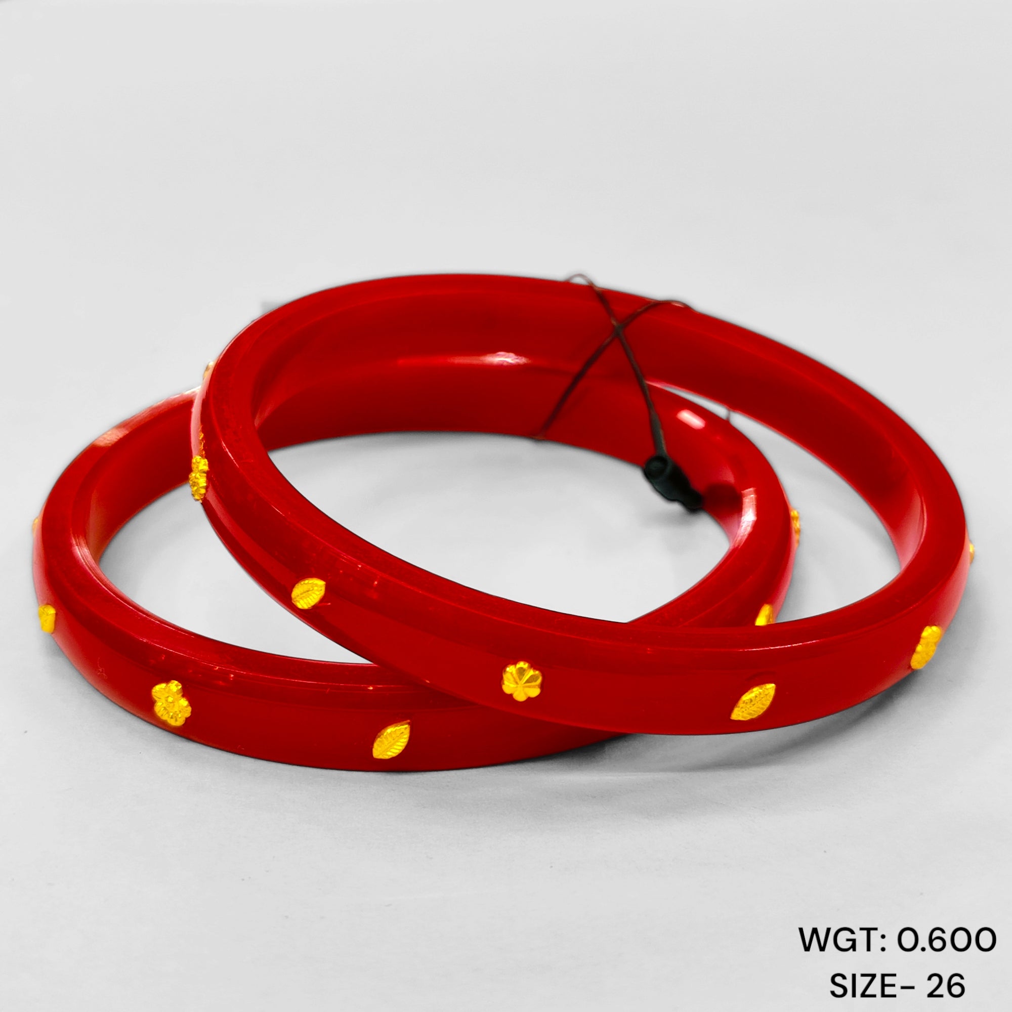 (GPPB) TRJ (SIZE: 26) WGT: 0.600 GM APPROX 22KT HUID HALLMARK GOLD PASTING POLA BANGLES 1 PAIR (FULL BODY WORK).
