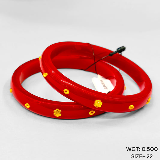 (GPP) TRJ (SIZE: 22) WGT: 0.500 GM APPROX 22KT HUID HALLMARK GOLD PASTING POLA BANGLES 1 PAIR (FULL BODY WORK).