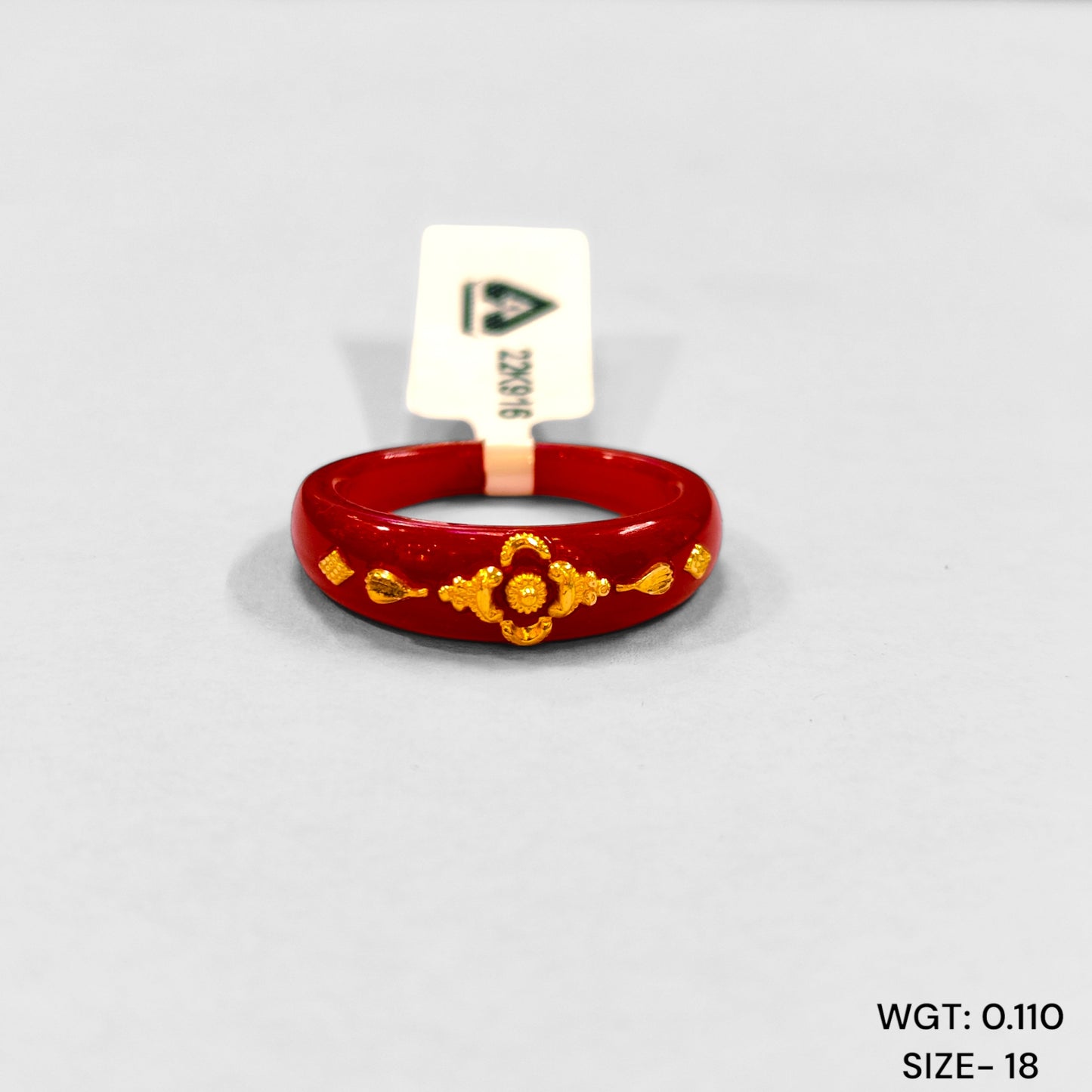 (GPR) TRJ (SIZE: 18) WGT: 0.110 GM APPROX 22KT HUID HALLMARK GOLD POLA RING FOR WOMEN 1 PIECE FOR GIFT.