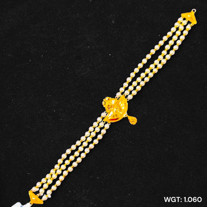 TRJ WGT: 1.060 GM APPROX HALLMARK HUID 22KT GOLD MOTI CHOKER 1 PIECE WITH ADJUSTABLE TASSEL.