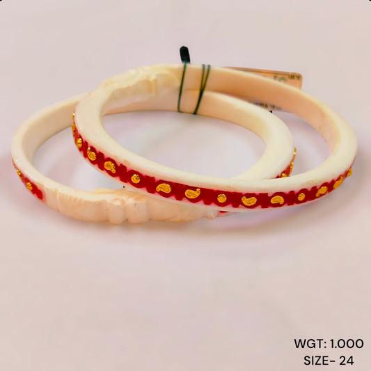 (GSP) TRJ (SIZE: 24) WGT: 1.00 GM APPROX HUID HALLMARK 22KT GOLD SAKHA BANGLES 1 PAIR DESIGN FOR REGULAR USE.