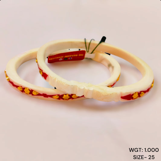 (GSP) TRJ (SIZE: 25) WGT: 1.00 GM APPROX HUID HALLMARK 22KT GOLD SAKHA BANGLES 1 PAIR DESIGN FOR REGULAR USE.