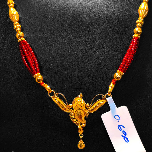 (GPM) TRJ WGT: 0.690 GM APPROX KDM GOLD PENDANT WITH ADJUSTABLE TASSEL 1 PIECE FOR BEST GIFT IN MARRIAGE.