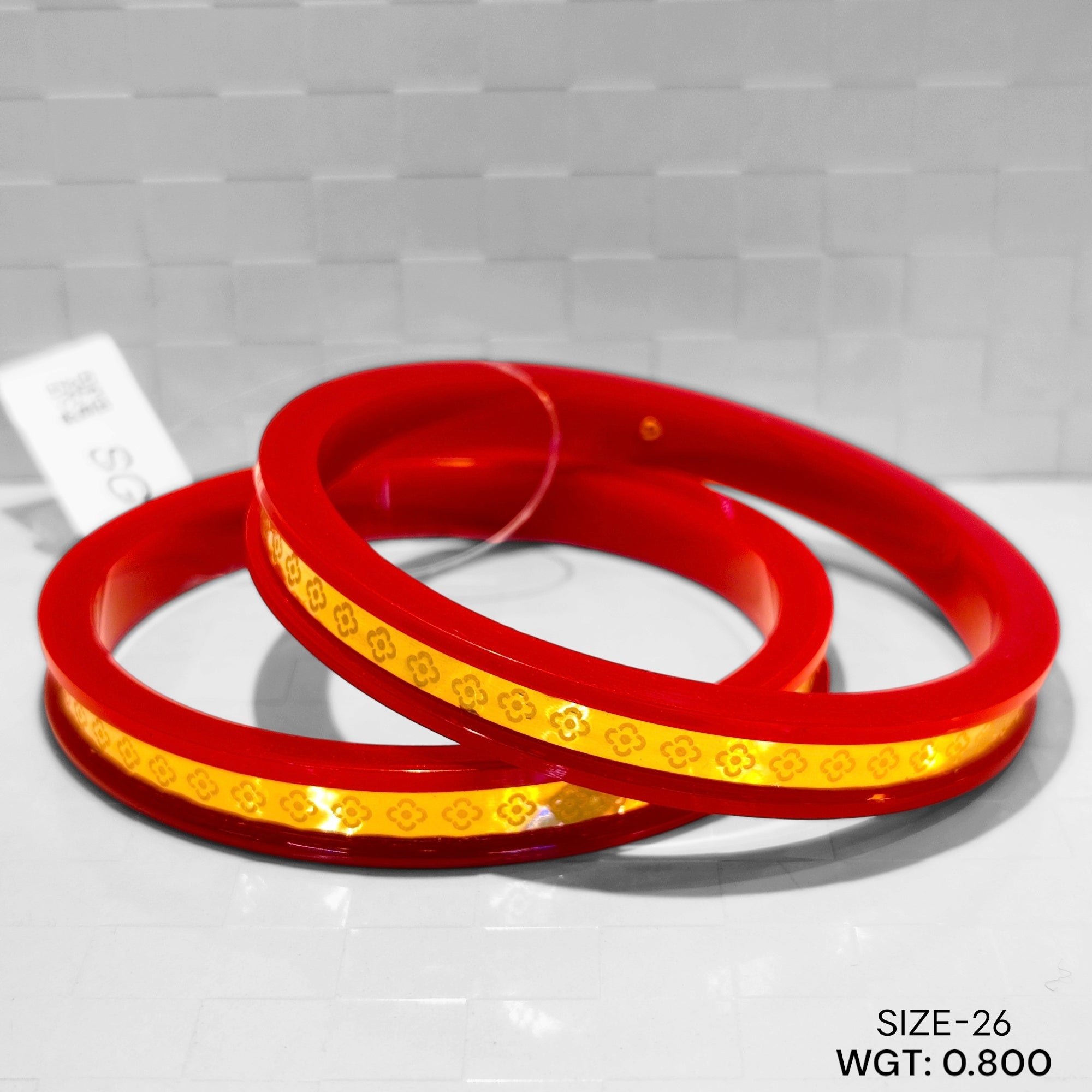 (GPB22) TRJ (SIZE: 26) WGT: 0.800 GM APPROX HUID HALLMARK 916 22KT GOLD POLA BADHANO (DISCO LASER CHILA) 1 PAIR (NOT FOR REGULAR USE).