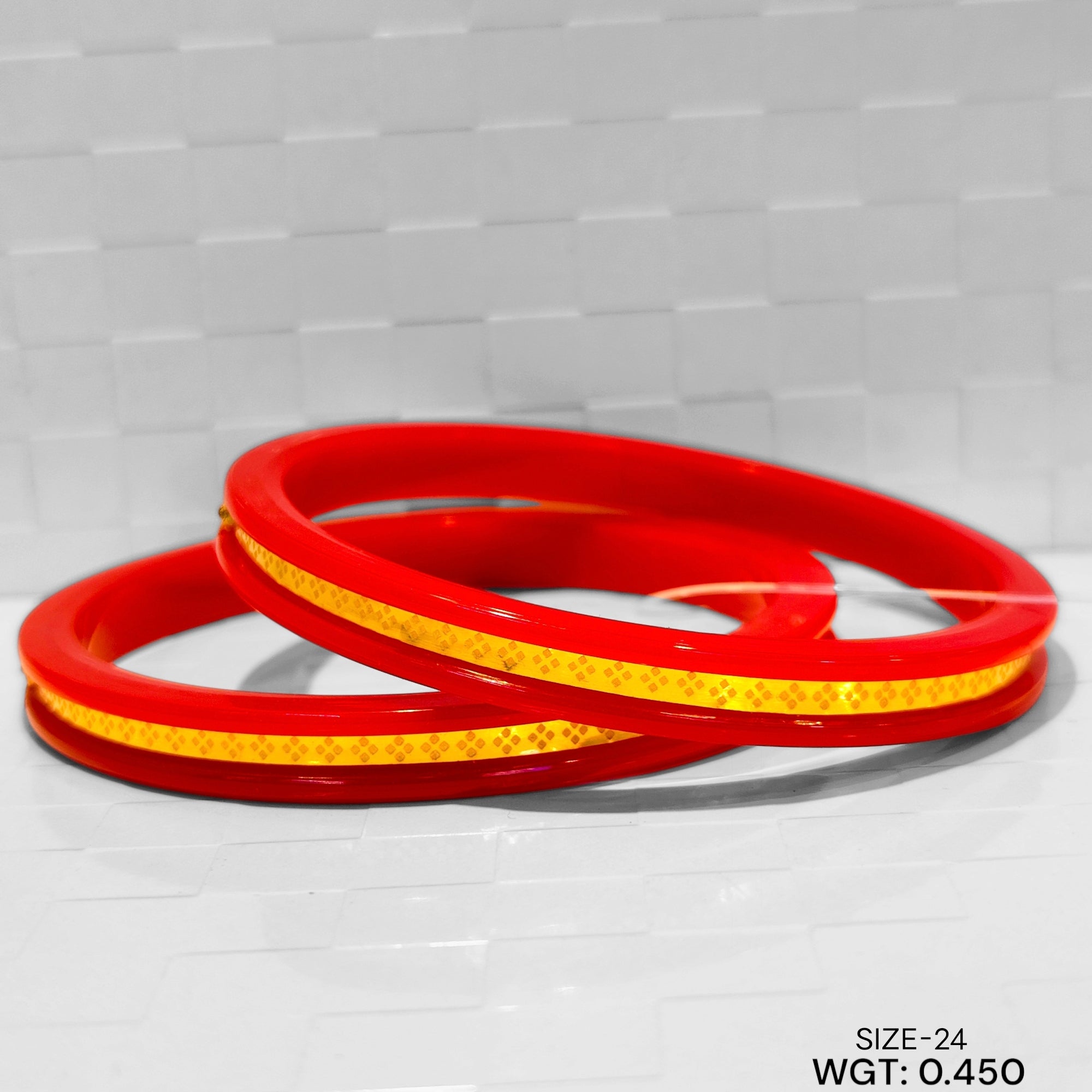 (GPB22) TRJ (SIZE: 24) WGT: 0.450 GM APPROX HUID HALLMARK 916 22KT GOLD POLA BADHANO (DISCO LASER CHILA) 1 PAIR (NOT FOR REGULAR USE).