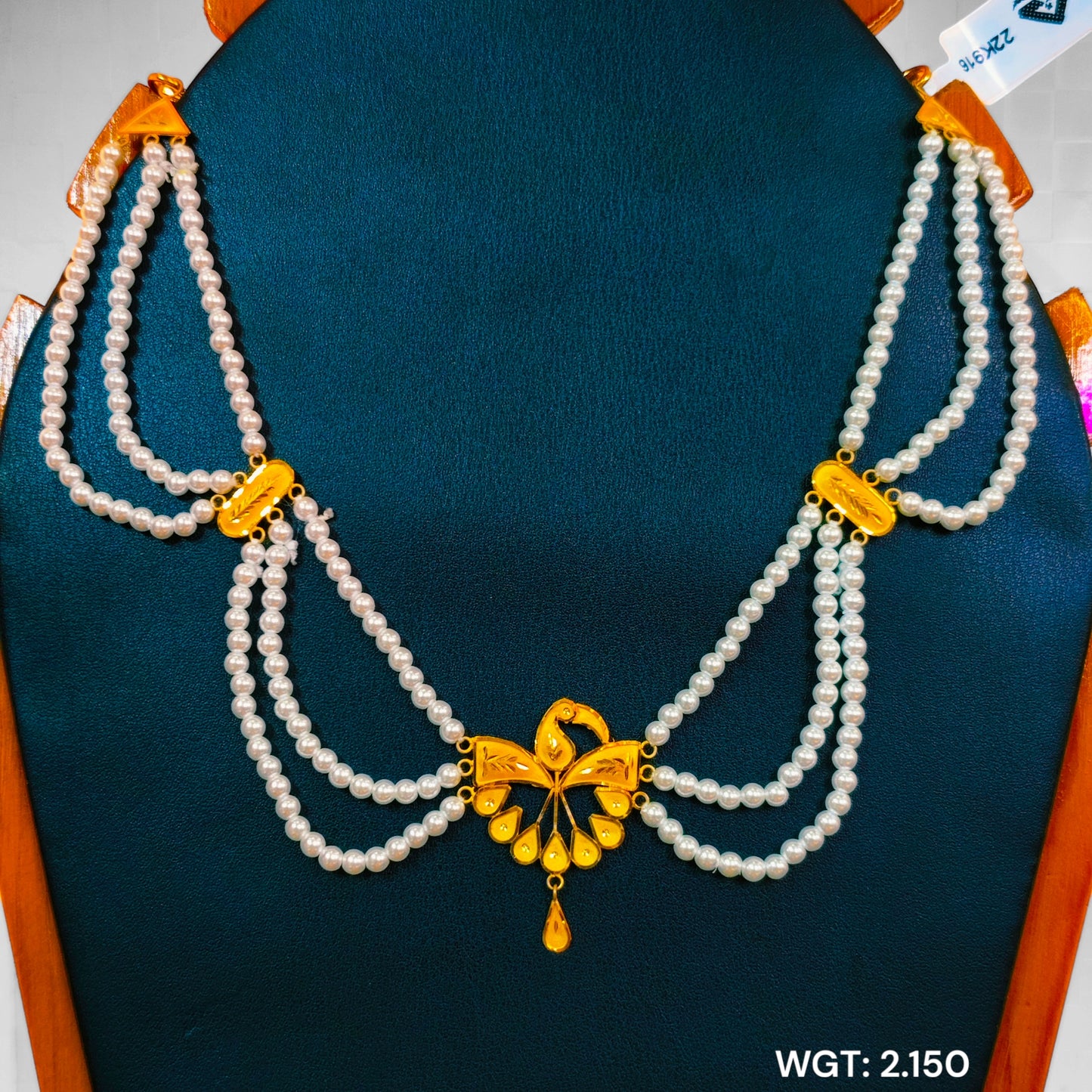 (GCN) TRJ WGT: 2.150 GM APPROX HUID HALLMARK 916 22KT GOLD MOTI NECKLACE 1 PIECE WITH ADJUSTABLE TASSEL.