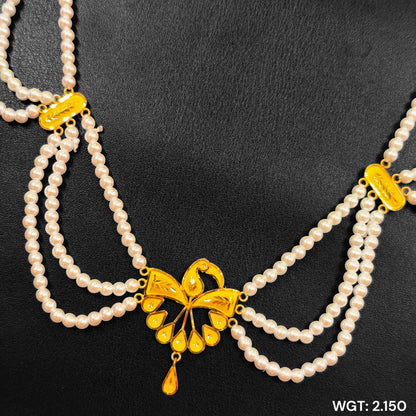 (GCN) TRJ WGT: 2.150 GM APPROX HUID HALLMARK 916 22KT GOLD MOTI NECKLACE 1 PIECE WITH ADJUSTABLE TASSEL.