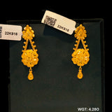 (GEK) TRJ WGT: 4.280 GM APPROX HUID HALLMARK 22KT GOLD EARRINGS KANBALA 1 PAIR FOR WOMEN.