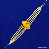 (GMW) RAJLAXMI WGT: 2.780 GM APPROX HUID HALLMARK 916 22KT GOLD MANTASHA WITH PEARL CHAIN FOR WOMEN.