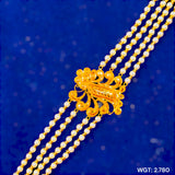 (GMW) RAJLAXMI WGT: 2.780 GM APPROX HUID HALLMARK 916 22KT GOLD MANTASHA WITH PEARL CHAIN FOR WOMEN.