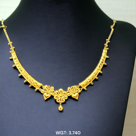 (GNC) RAJLAXMI WGT: 3.740 GM APPROX HUID HALLMARK 22KT GOLD NECKLACE 1 PIECE WITH ADJUSTABLE TASSEL.