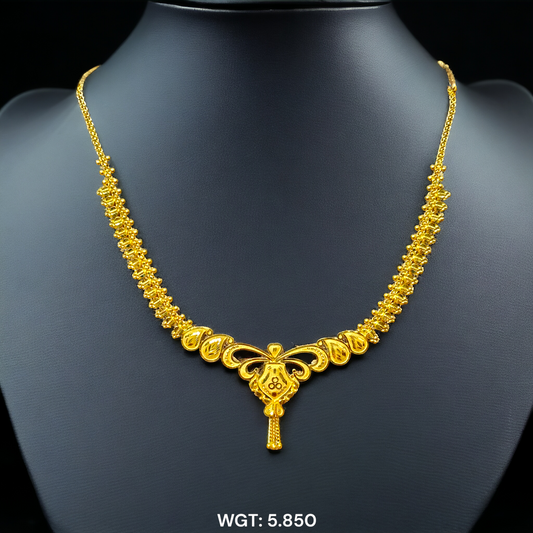 (GNC) RAJLAXMI WGT: 5.850 GM APPROX HUID HALLMARK 22KT GOLD NECKLACE 1 PIECE WITH ADJUSTABLE TASSEL.