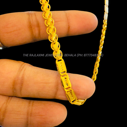⚡️LIMITED EDITION⚡️GCH- (HOLLOW MIXED LOTUS BISCUIT DESIGN) BIS CERTIFIED TRJ WGT: 10.180 GM APPROX HUID HALLMARK 22KT GOLD CHAIN (22 INCH) 1 PIECE FOR MEN & WOMEN.