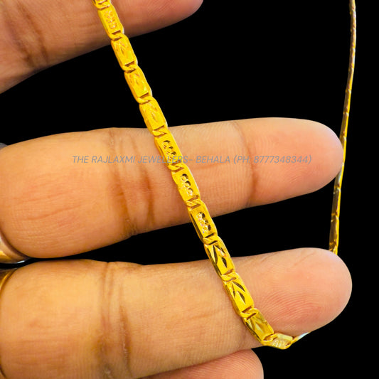 GCH- (HOLLOW BISCUIT DESIGN) BIS CERTIFIED TRJ WGT: 7.600 GM APPROX HUID HALLMARK 22KT GOLD CHAIN (20 INCH) 1 PIECE FOR MEN & WOMEN.