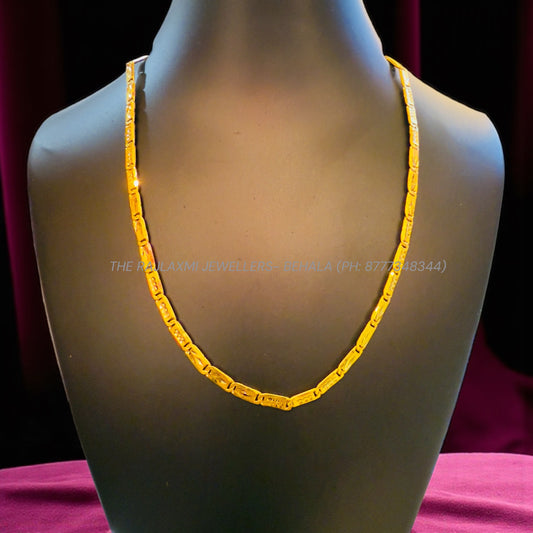 GCH- (HOLLOW BISCUIT DESIGN) BIS CERTIFIED TRJ WGT: 7.600 GM APPROX HUID HALLMARK 22KT GOLD CHAIN (20 INCH) 1 PIECE FOR MEN & WOMEN.