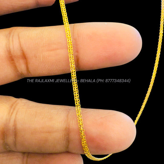 GCH- (KOMOL DESIGN) BIS CERTIFIED TRJ WGT: 3.190 GM APPROX HUID HALLMARK 22KT GOLD CHAIN (16 INCH) 1 PIECE FOR BABY & TEENS.