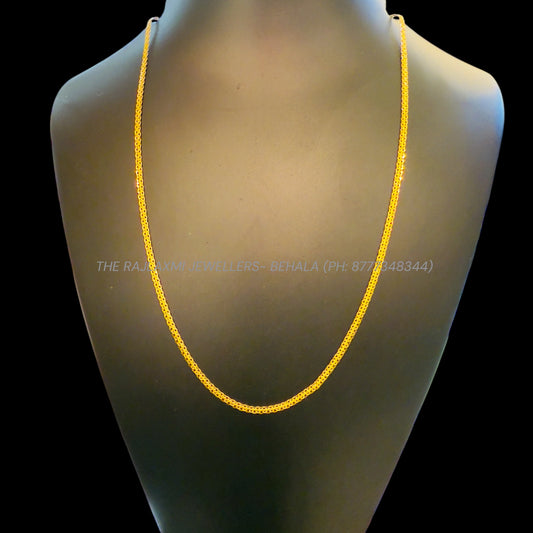 GCH- (KOMOL DESIGN) BIS CERTIFIED TRJ WGT: 3.190 GM APPROX HUID HALLMARK 22KT GOLD CHAIN (16 INCH) 1 PIECE FOR BABY & TEENS.