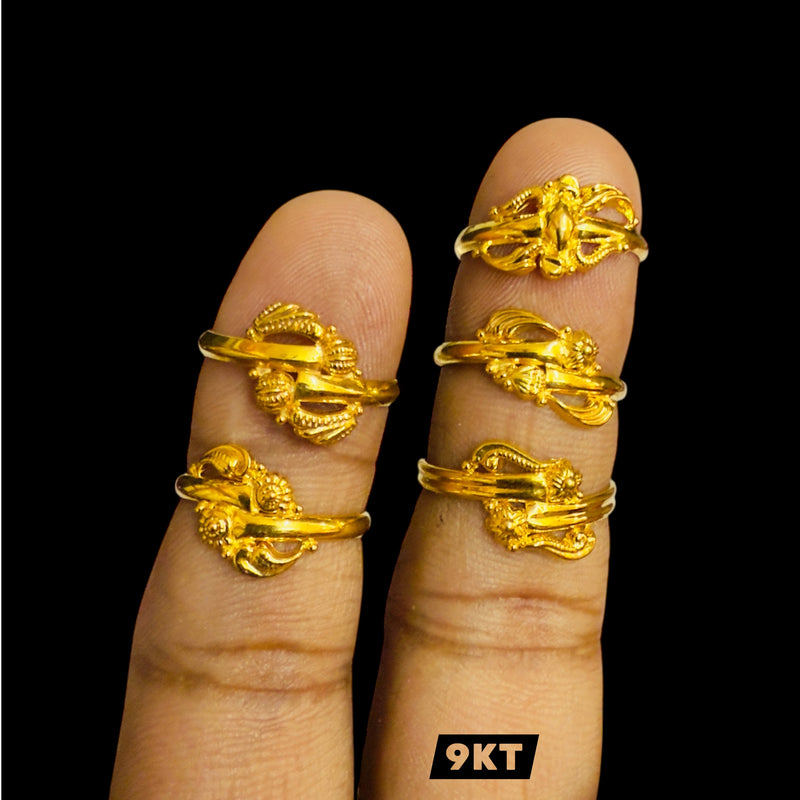 RAJKOT LADIES RING- WGT: 0.400 - 0.490 GM APPROX BIS CERTIFIED HUID HALLMARK 9KT GOLD FINGER RING FOR WOMEN 1 PIECE FOR WOMEN (SUPER LIGHT WEIGHT - NOT FOR REGULAR USE).GET ANY DESIGN AS PER SIZE.