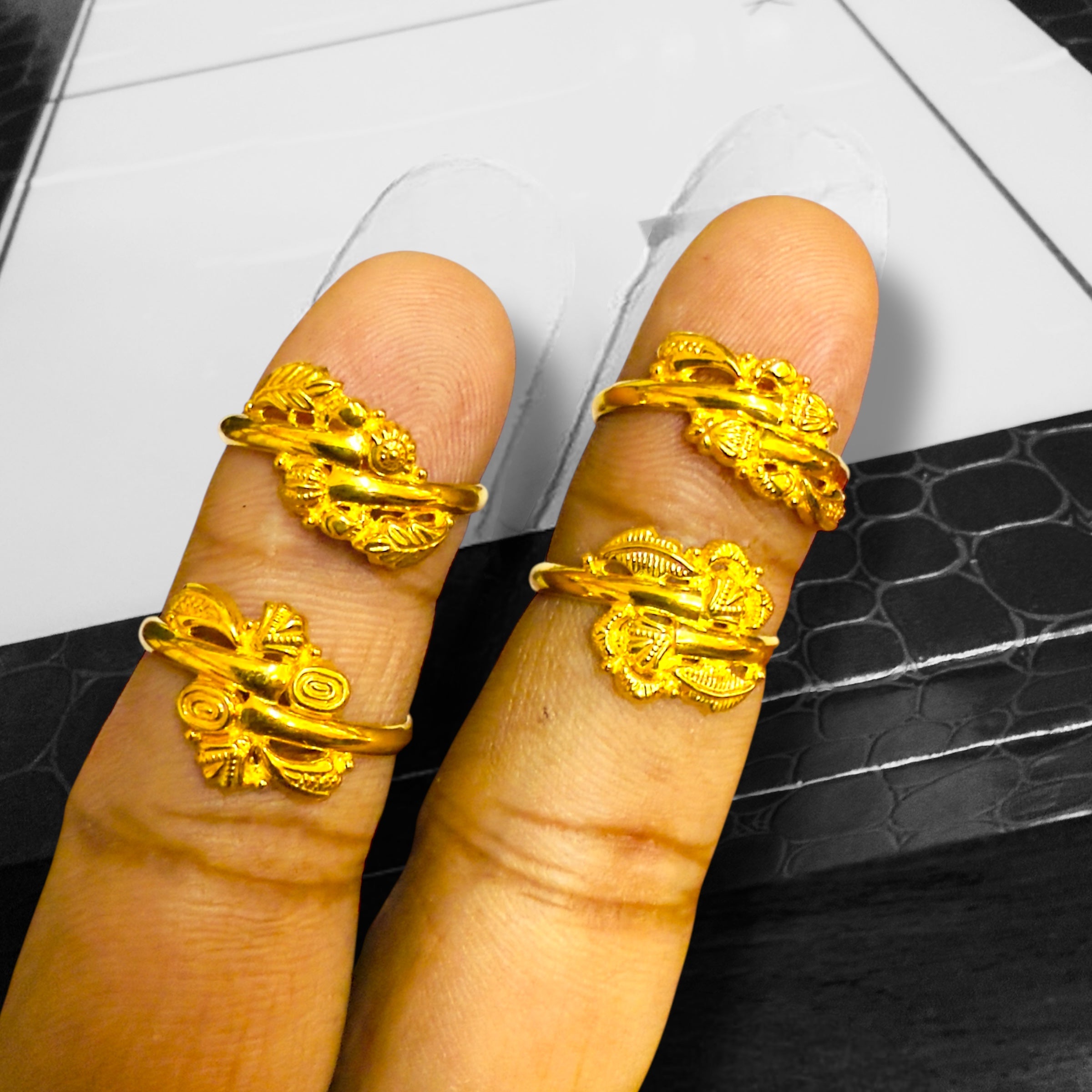 RAJKOT LADIES RING- WGT: 0.510 - 0.550 GM APPROX BIS CERTIFIED HUID HALLMARK 9KT GOLD FINGER RING FOR WOMEN 1 PIECE FOR WOMEN (LIGHT WEIGHT - NOT FOR REGULAR USE).GET ANY DESIGN AS PER SIZE.