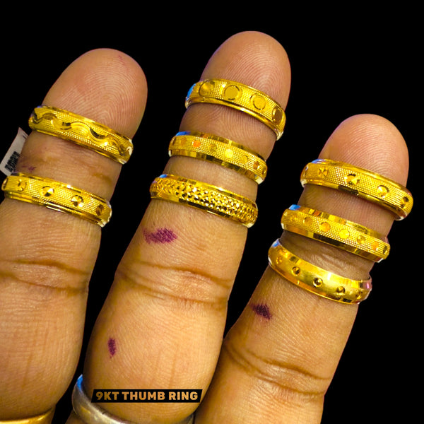 THUMB LADIES RING WGT: 1.110 - 1.190 GM APPROX BIS CERTIFIED HUID HALLMARK 9KT GOLD FINGER RING FOR WOMEN 1 PIECE FOR WOMEN (FOR REGULAR USE).GET ANY DESIGN AS PER SIZE.