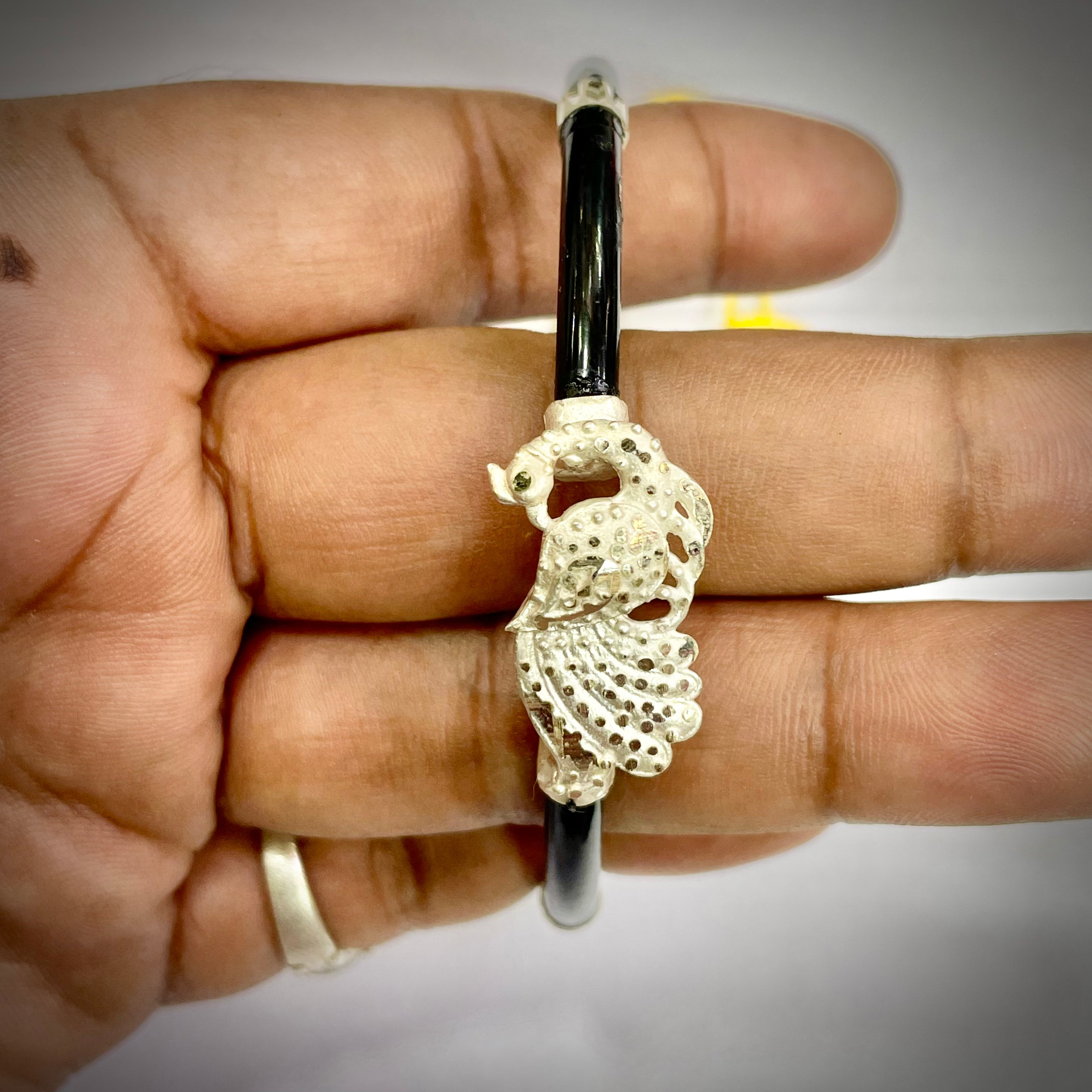 (SLNB) TRJ BLACK DESIGN 725 ORIGINAL SILVER NOA BANGLES FOR WOMEN 1 PIECE - SOLD AS MRP BY RAJLAXMI.