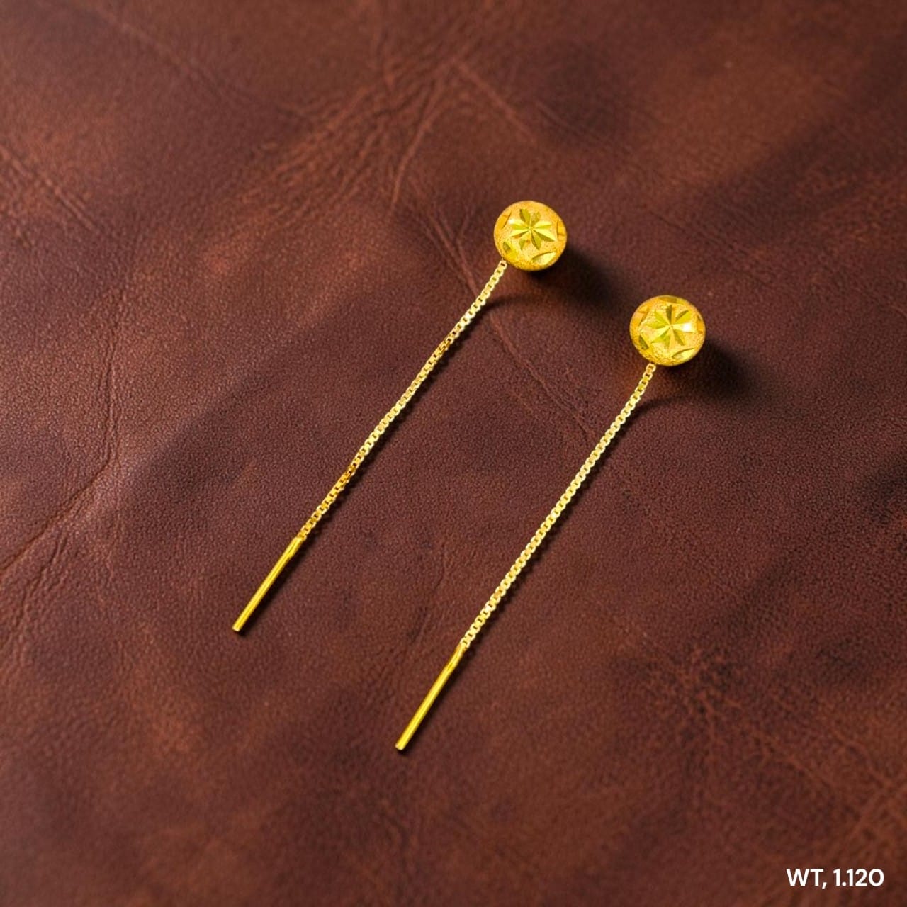 GOLD SUIDHAGA- (WGT: 1.120 GM APPROX) BIS CERTIFIED HUID HALLMARK 9KT GOLD SUIDHAGA EARRINGS (1 PAIR) FOR WOMEN.