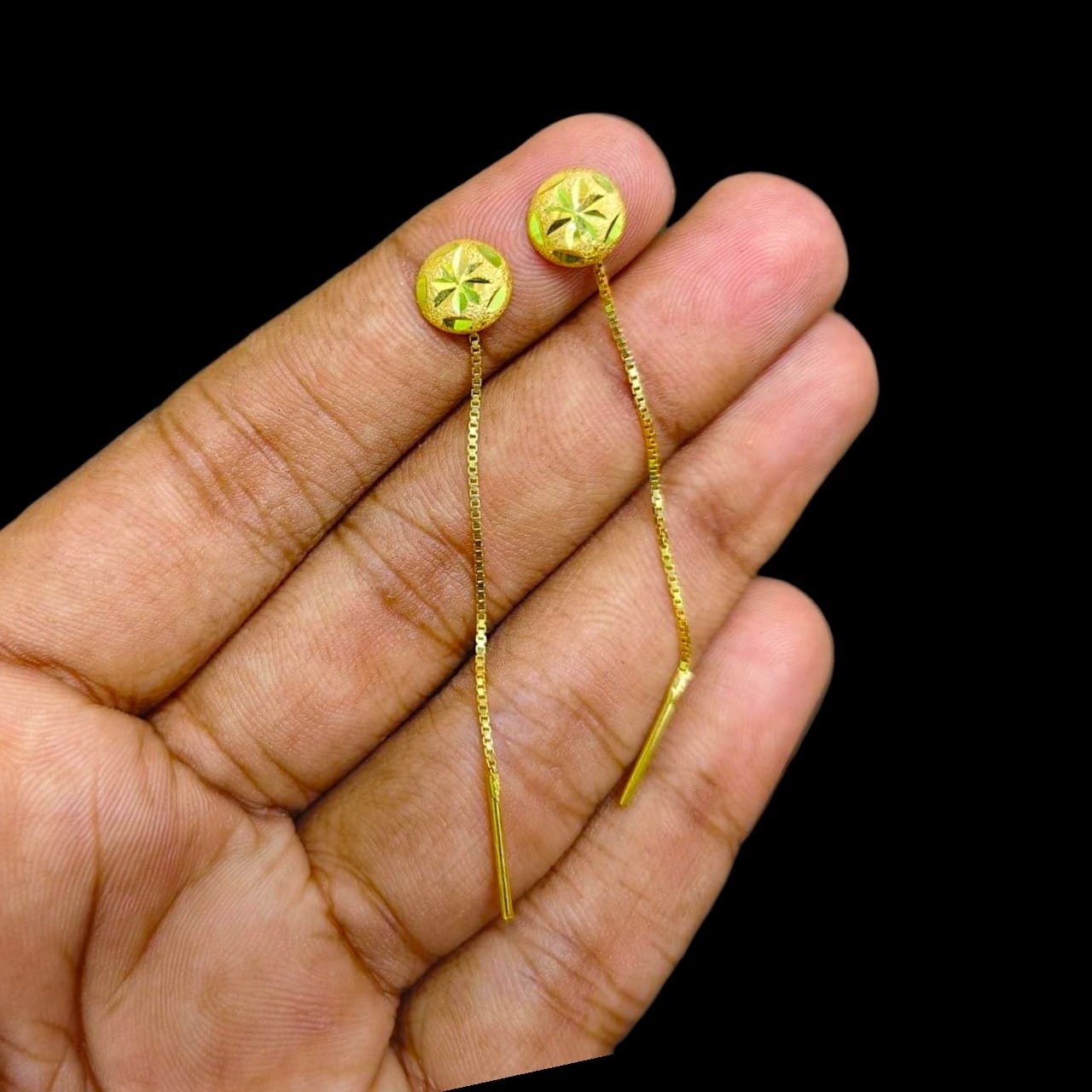 GOLD SUIDHAGA- (WGT: 1.120 GM APPROX) BIS CERTIFIED HUID HALLMARK 9KT GOLD SUIDHAGA EARRINGS (1 PAIR) FOR WOMEN.
