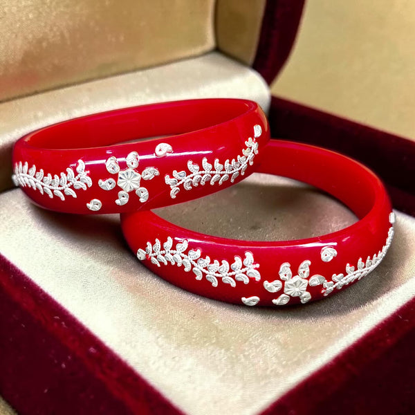 FLASH SALE- HALLMARK 925 SILVER BRACELET POLA BADHANO 1 PAIR (SOLD AS MRP) ROOKIE RED COLOUR WITHOUT MARKING (NON EXCHANGEABLE ITEM).