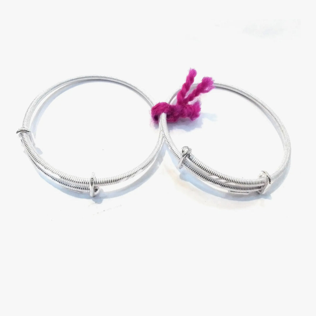 BABY JEWELLERY- (WGT: 5 TO 6 GM APPROX) 625 SILVER BABY BANGLE FAPA DESIGN FOR BABY 1 PAIR WITH ADJUSTABLE SIZE FROM NEW BORN TO 2 YEARS - SPECIAL FOR GIFTING IN SPECIAL OCCASSION.