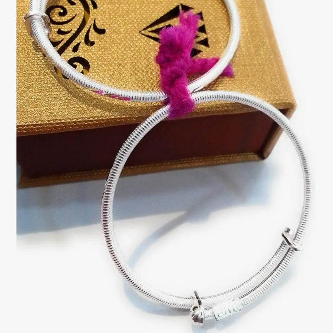 BABY JEWELLERY- (WGT: 5 TO 6 GM APPROX) 625 SILVER BABY BANGLE FAPA DESIGN FOR BABY 1 PAIR WITH ADJUSTABLE SIZE FROM NEW BORN TO 2 YEARS - SPECIAL FOR GIFTING IN SPECIAL OCCASSION.