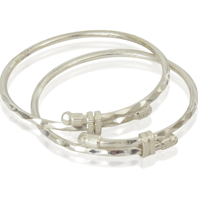 BABY JEWELLERY- (WGT: 35.290  GM APPROX) 625 SILVER BABY BANGLE SOLID DESIGN FOR BABY 1 PAIR WITH ADJUSTABLE SIZE FROM NEW BORN TO 5 YEARS - SPECIAL FOR GIFTING IN SPECIAL OCCASSION.