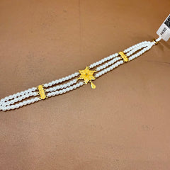 GMC22K- WGT: 1.050 GM APPROX BIS CERTIFIED HUID HALLMARK 916 22KT GOLD MOTI CHOKER 1 PIECE WITH ADJUSTABLE TASSEL.(BYCH5A)