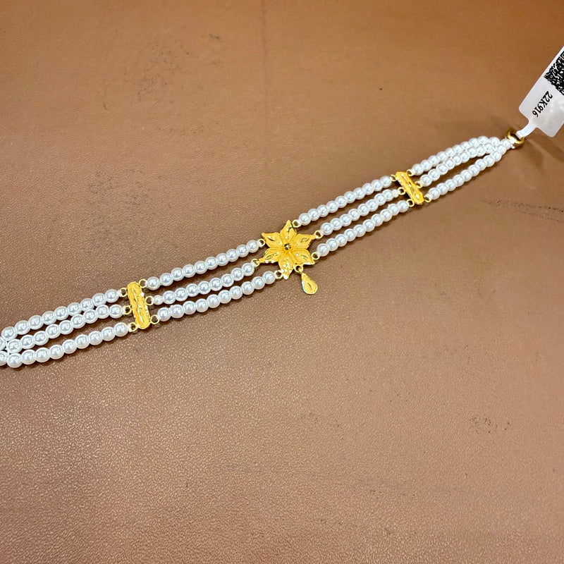 GMC22K- WGT: 1.050 GM APPROX BIS CERTIFIED HUID HALLMARK 916 22KT GOLD MOTI CHOKER 1 PIECE WITH ADJUSTABLE TASSEL.(BYCH5A)