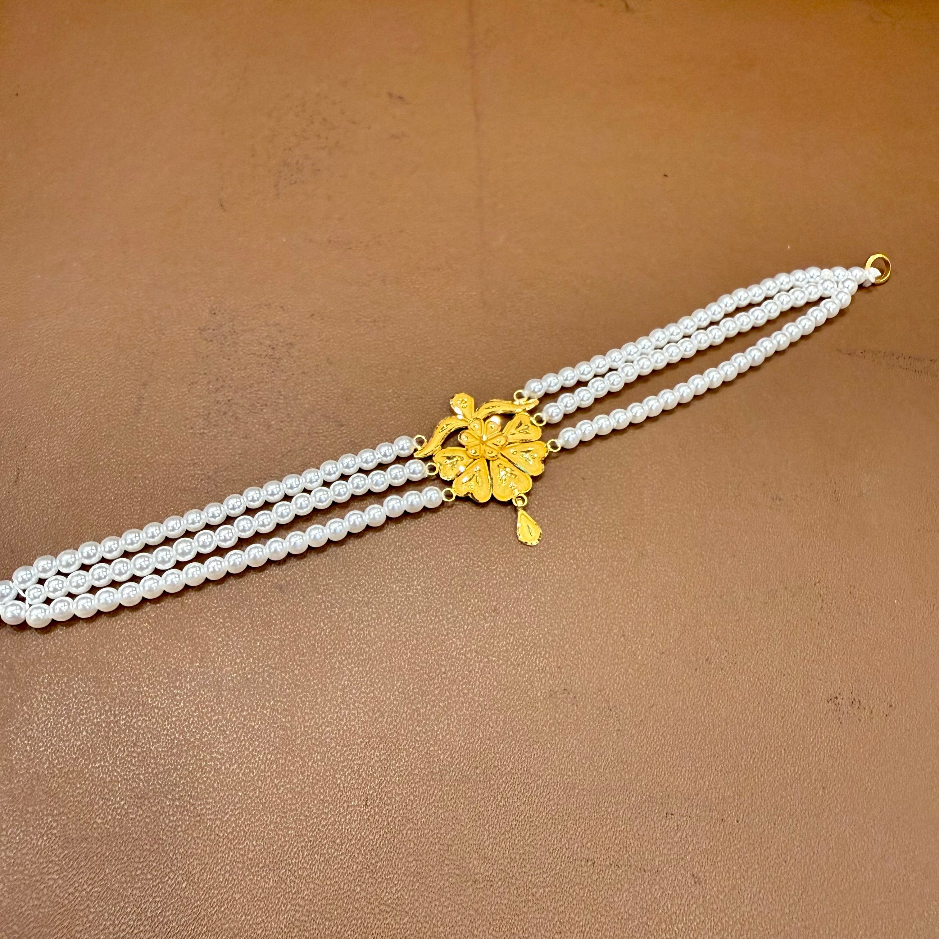 (GMJ)- WGT: 1.020 GM APPROX BIS CERTIFIED HUID HALLMARK 916 22KT GOLD MOTI CHOKER 1 PIECE WITH ADJUSTABLE TASSEL.