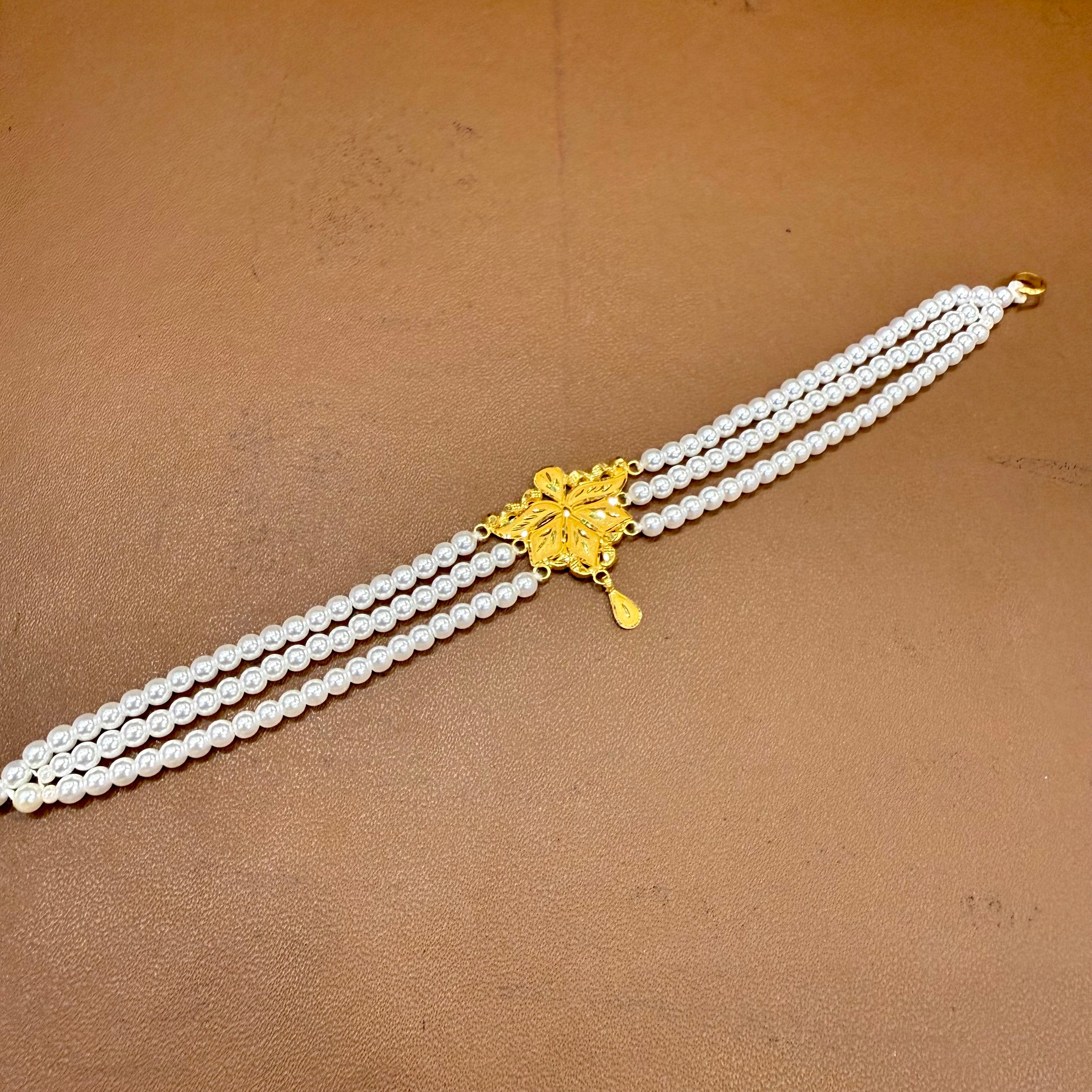 (GMJ)- WGT: 0.910 GM APPROX BIS CERTIFIED HUID HALLMARK 916 22KT GOLD MOTI CHOKER 1 PIECE WITH ADJUSTABLE TASSEL.